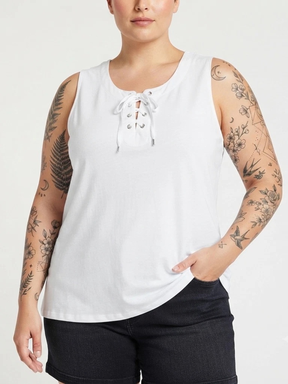 Women's Cotton Lace-Up Tunic in White